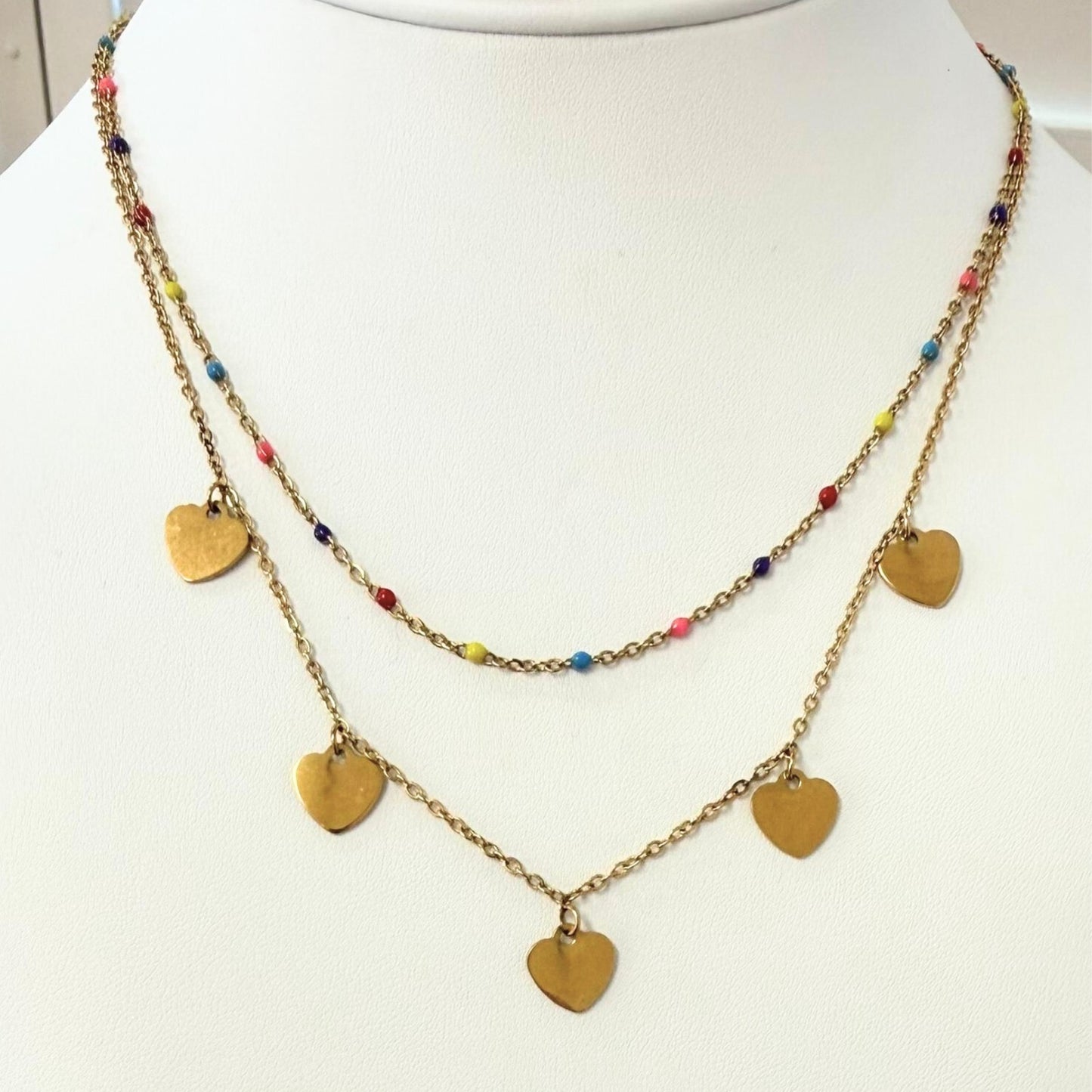 The Hearts Double Gold Necklace