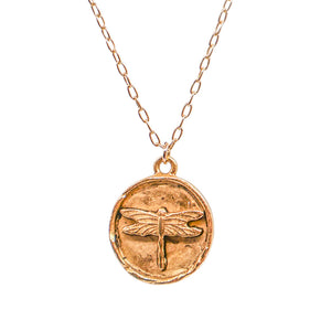 Dragonfly Gold Coin Necklace