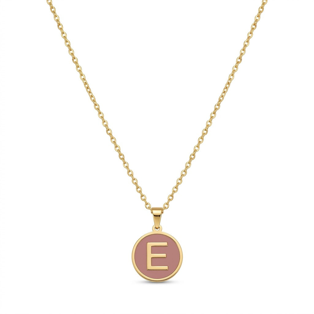 Alphabet Letter Necklace - Round Mother of Pearl