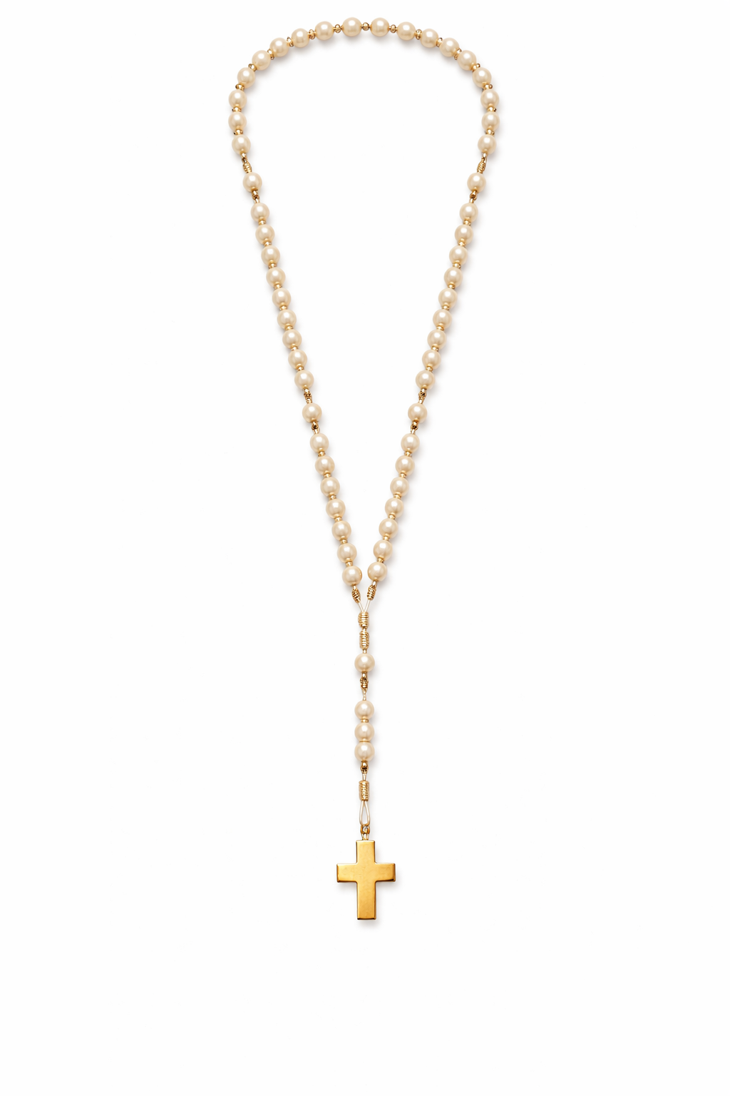 Rosary with Pearls and Gold Beads