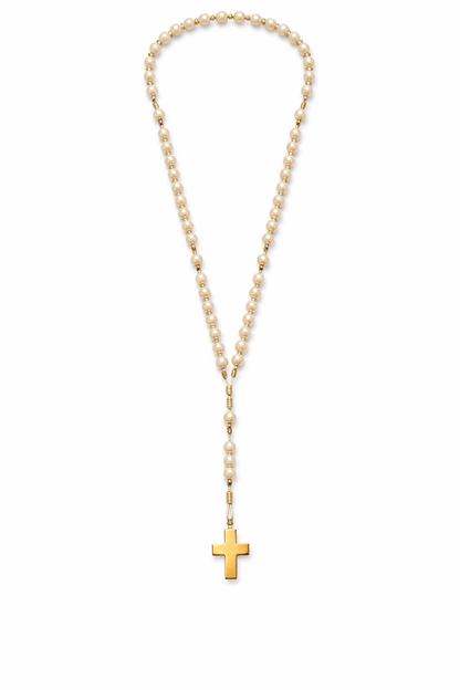Rosary with Pearls and Gold Beads