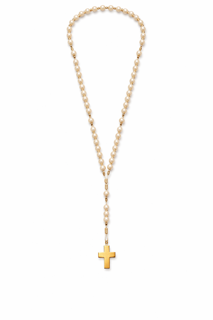 Rosary with Pearls and Gold Beads