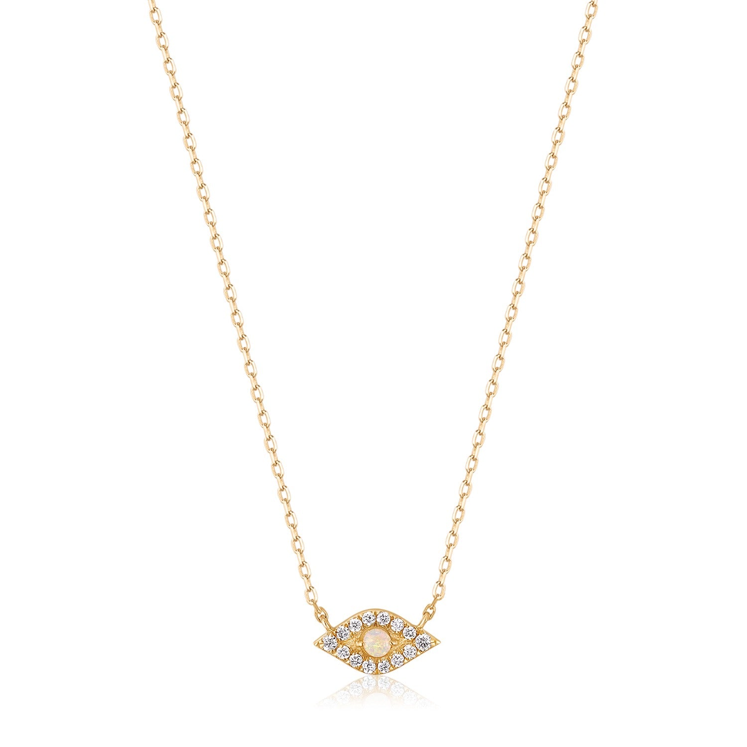 14K Diamond Evil Eye Gold Dainty Necklace