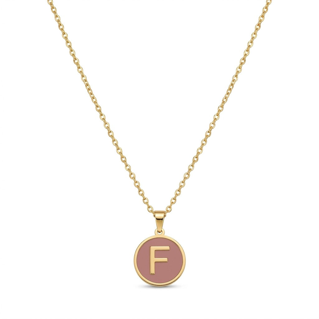 Alphabet Letter Necklace - Round Mother of Pearl