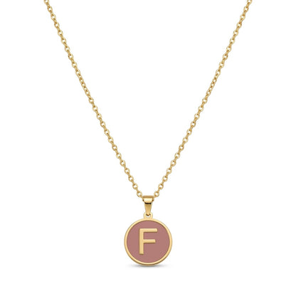 Alphabet Letter Necklace - Round Mother of Pearl