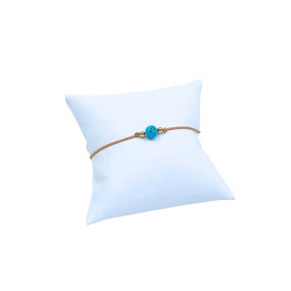 Savannah Cord Bracelet with Blue Stone Bead
