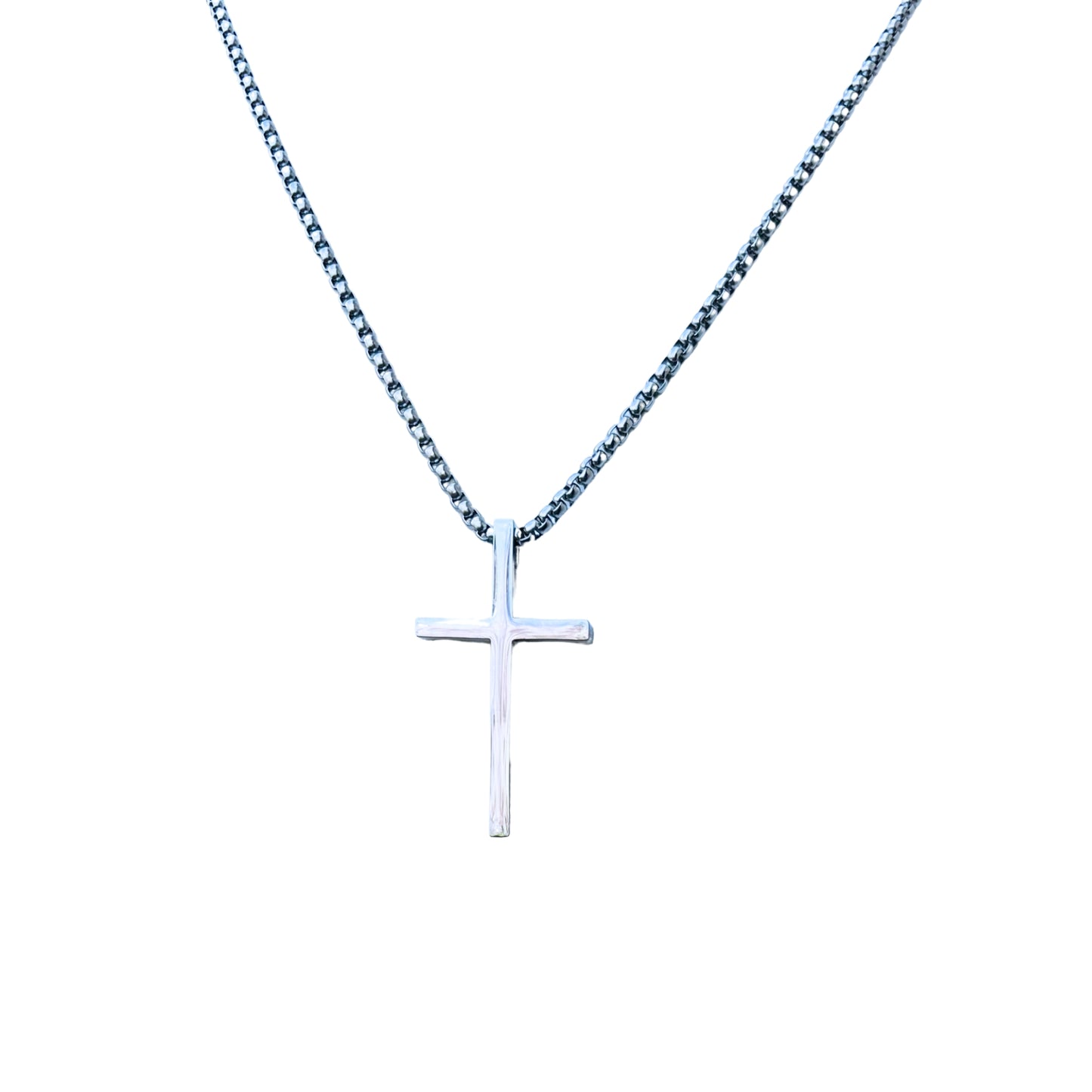 The Silver Cross with Long Chain Necklace