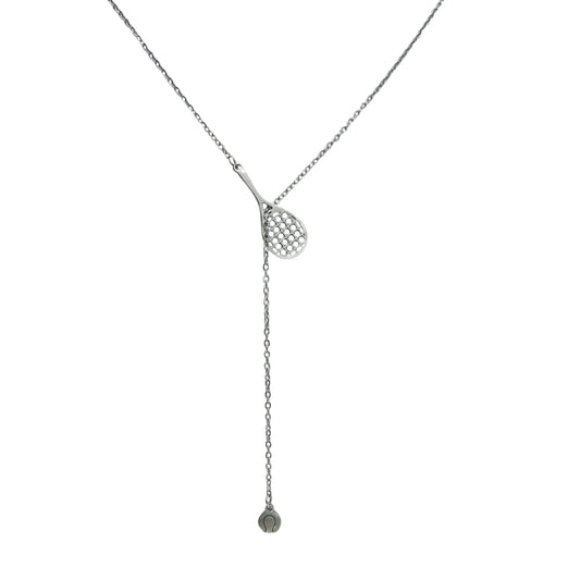 The Love Wins Tennis Silver Lariat Necklace