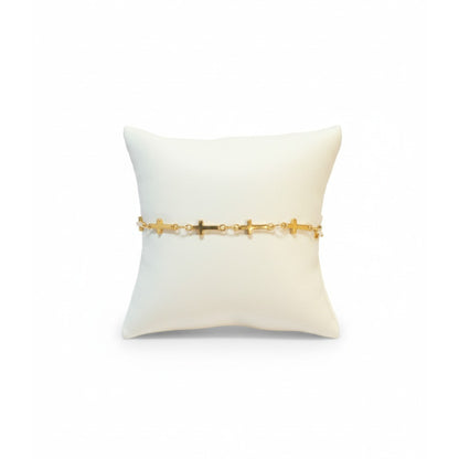 The Crosses in a Row Gold Bracelet