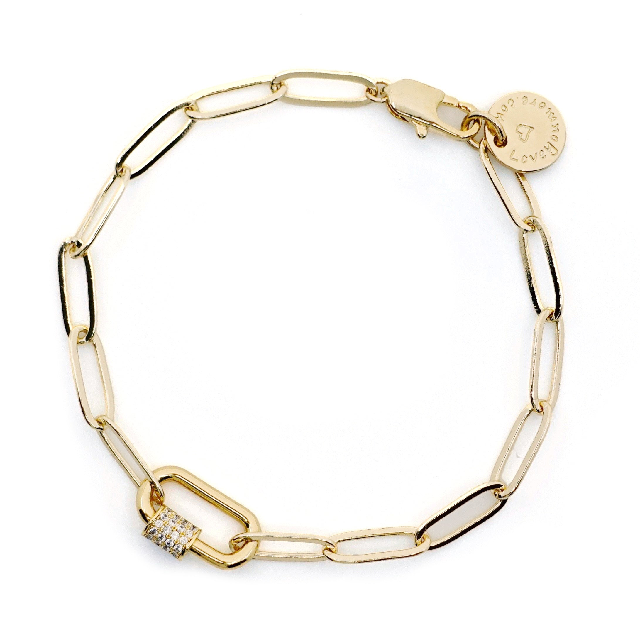Gold Paperclip Chain Bracelet - Charms