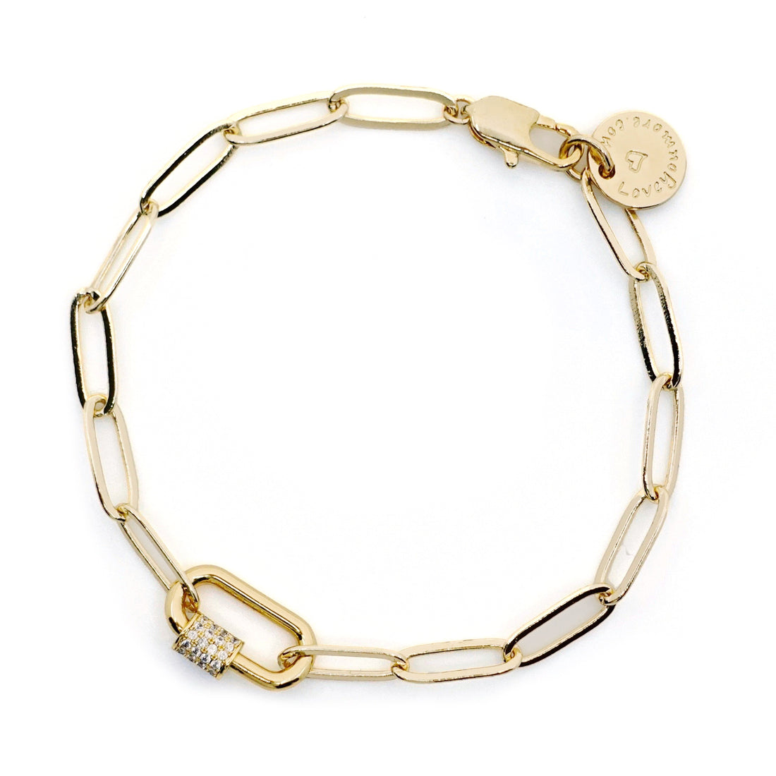 Gold Paperclip Chain Bracelet - Charms