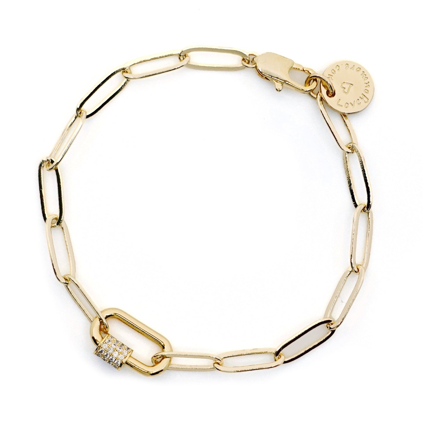 Gold Paperclip Chain Bracelet - Charms