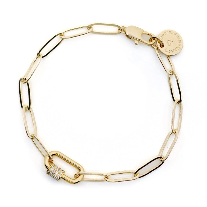 Gold Paperclip Chain Bracelet - Charms