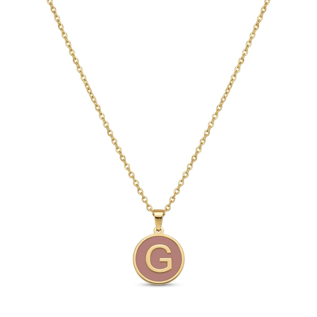 Alphabet Letter Necklace - Round Mother of Pearl