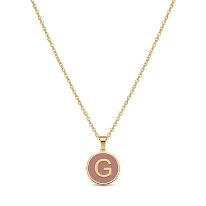 Alphabet Letter Necklace - Round Mother of Pearl