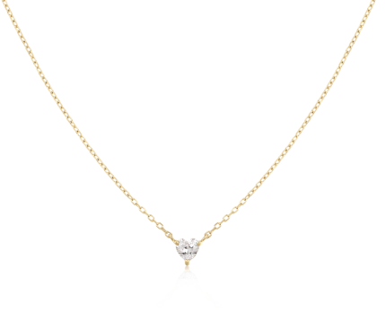 Diamond Heart in 14K Gold Dainty Necklace