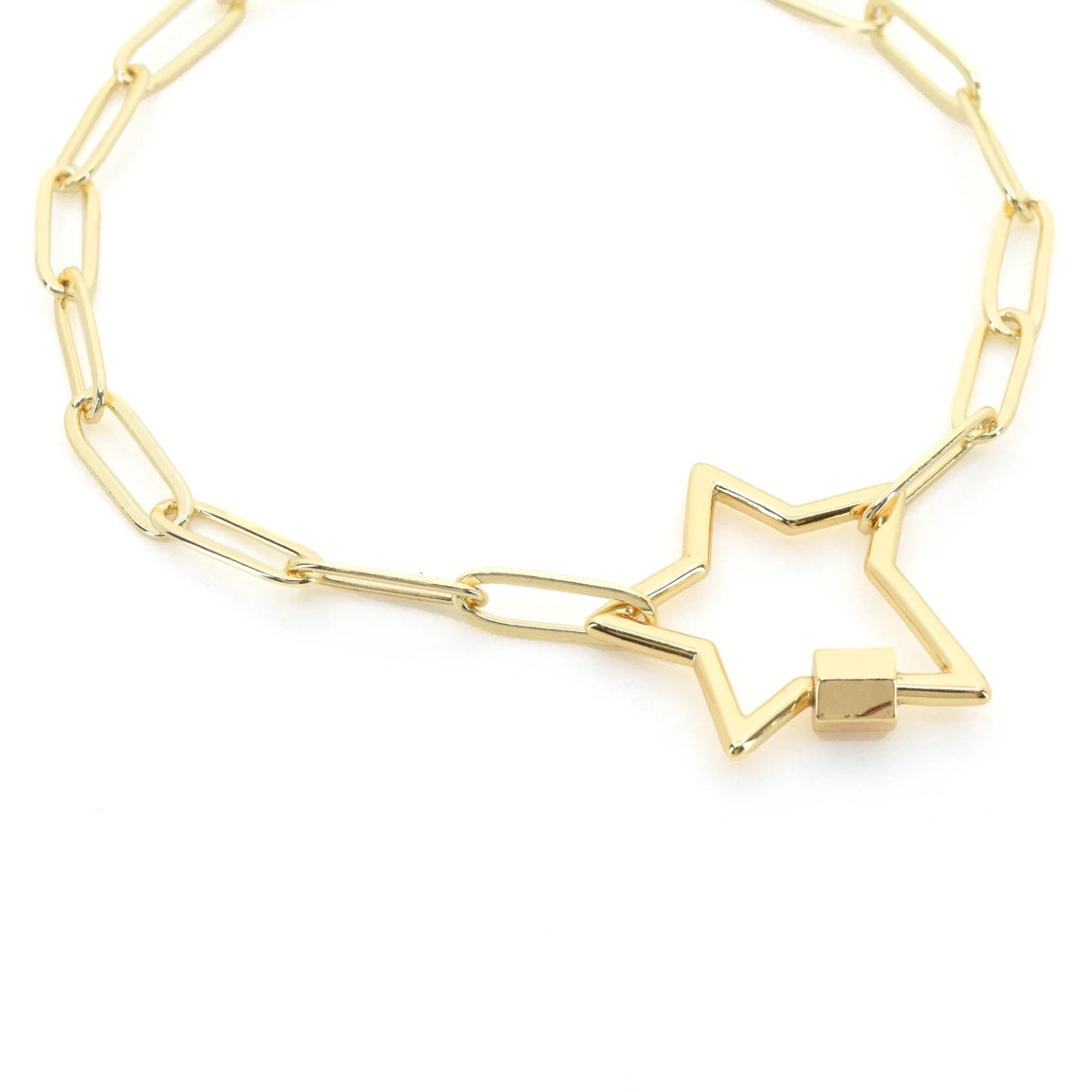 Gold Paperclip Chain Bracelet - Charms