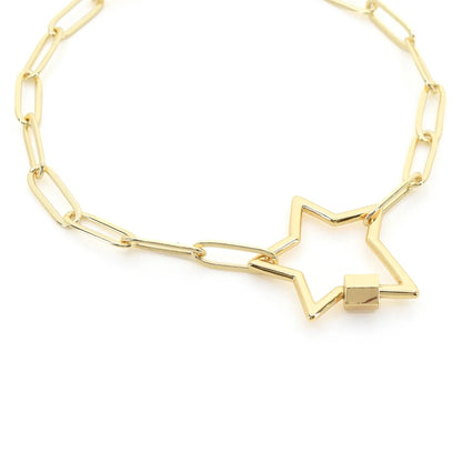 Gold Paperclip Chain Bracelet - Charms