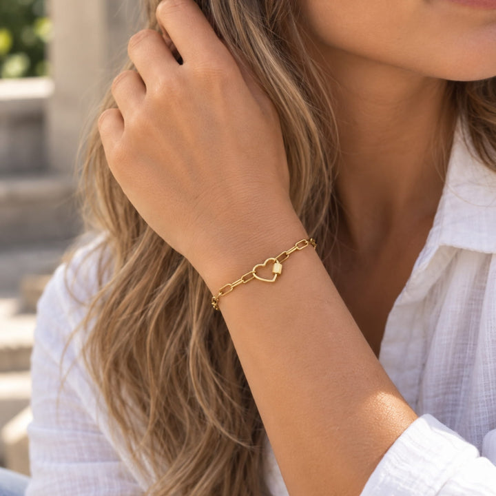 Gold Paperclip Chain Bracelet - Charms