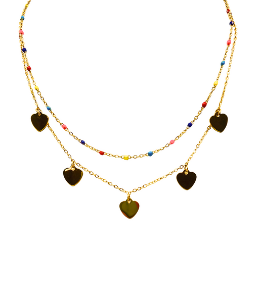 The Hearts Double Gold Necklace