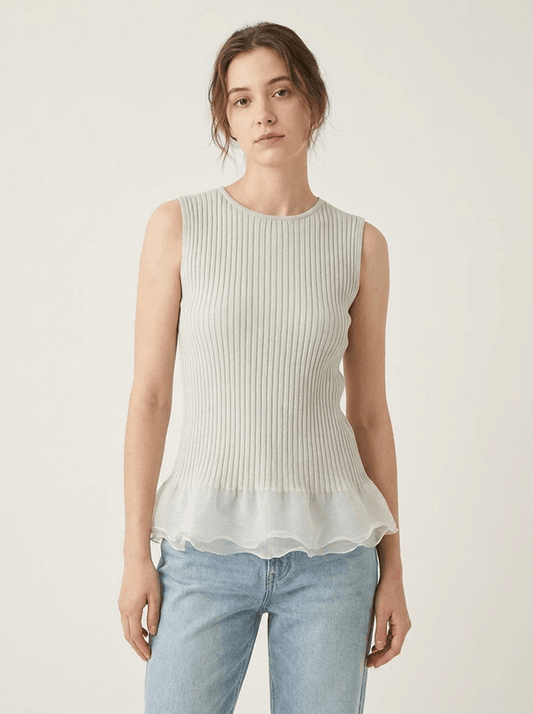 Grey Lace Sleeveless Top
