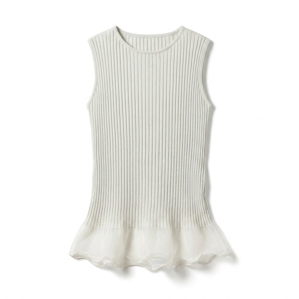 Grey Lace Sleeveless Top