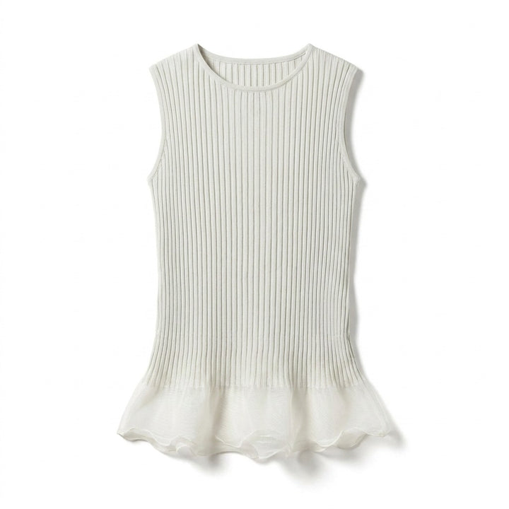 Grey Lace Sleeveless Top