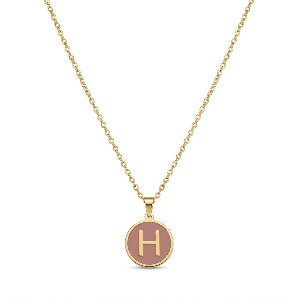 Alphabet Letter Necklace - Round Mother of Pearl
