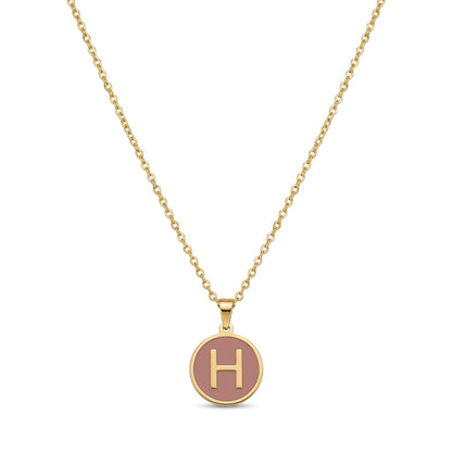 Alphabet Letter Necklace - Round Mother of Pearl