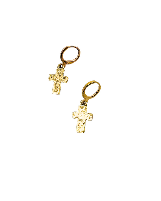 The Hammered Cross Earrings
