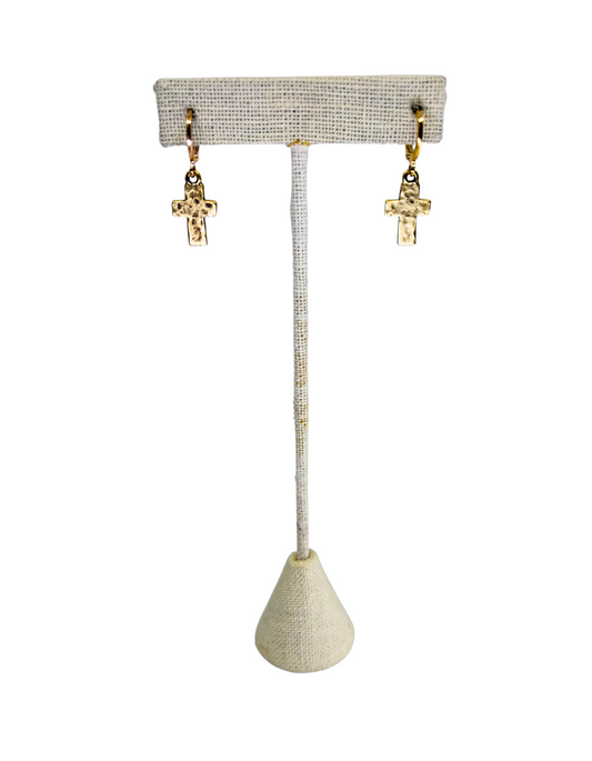 The Hammered Cross Earrings
