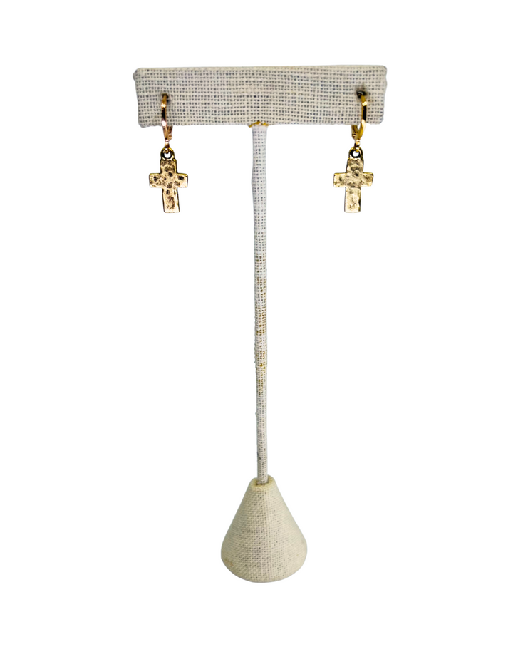 The Hammered Cross Earrings