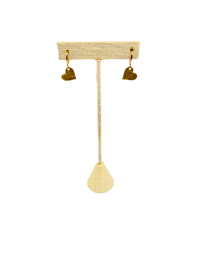 The Hammered Small Heart Earrings