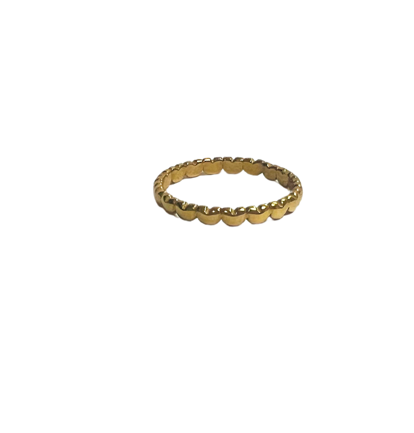 The Gold Dainty Hearts in a Row Ring