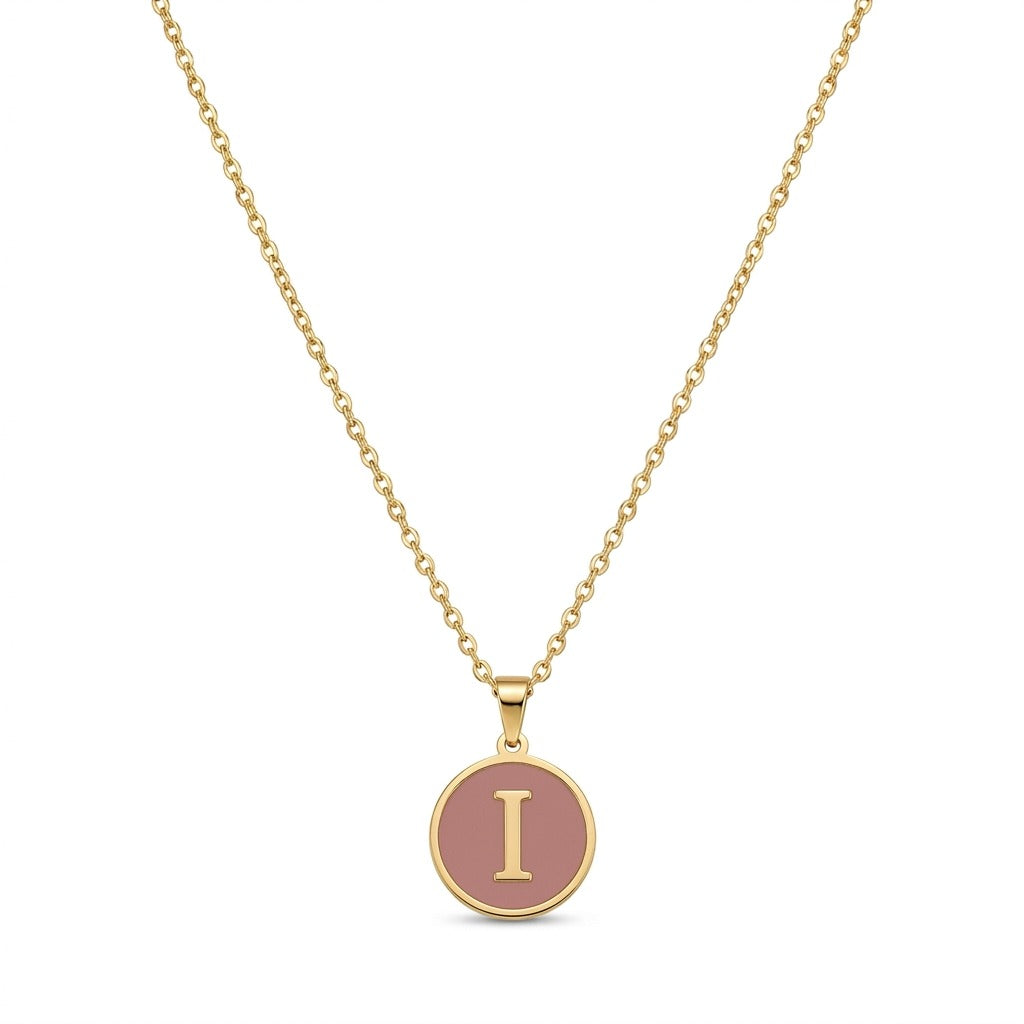 Alphabet Letter Necklace - Round Mother of Pearl