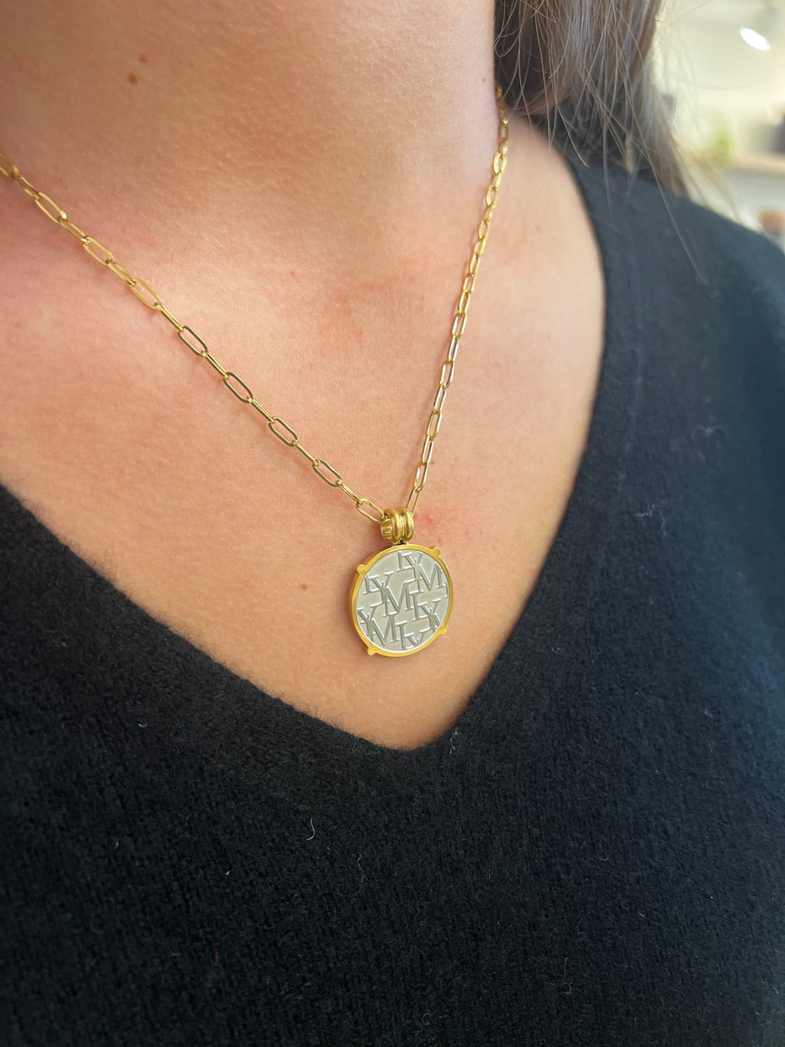 LYM Silver and Gold Coin Necklace