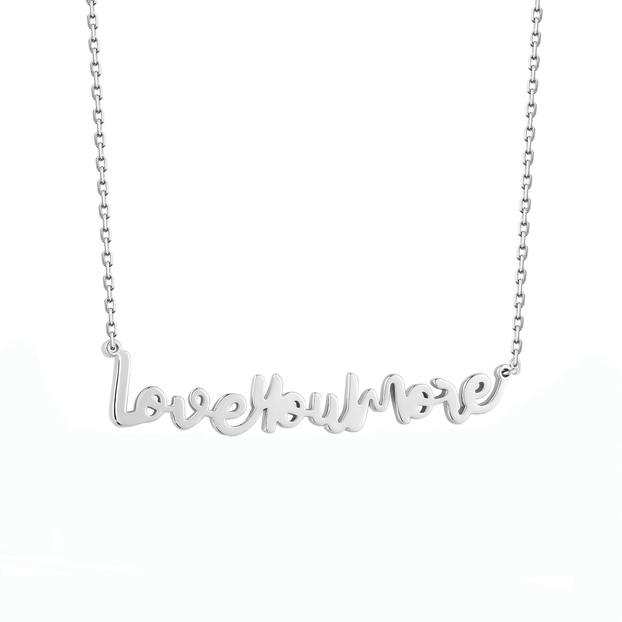 The Script Love You More Bar Silver Necklace