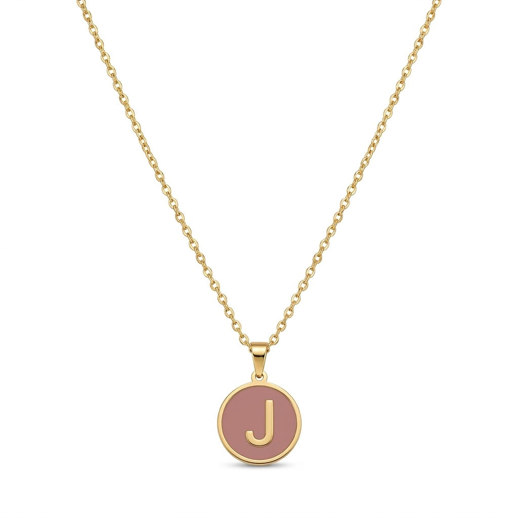 Alphabet Letter Necklace - Round Mother of Pearl