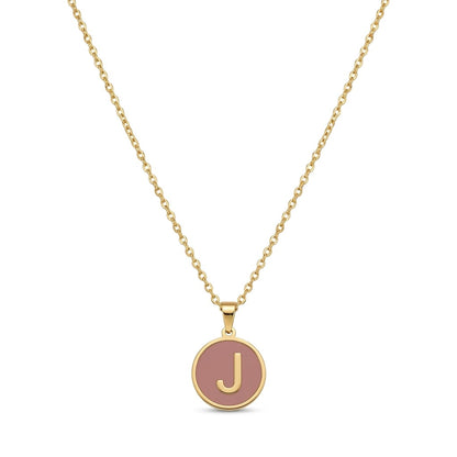 Alphabet Letter Necklace - Round Mother of Pearl