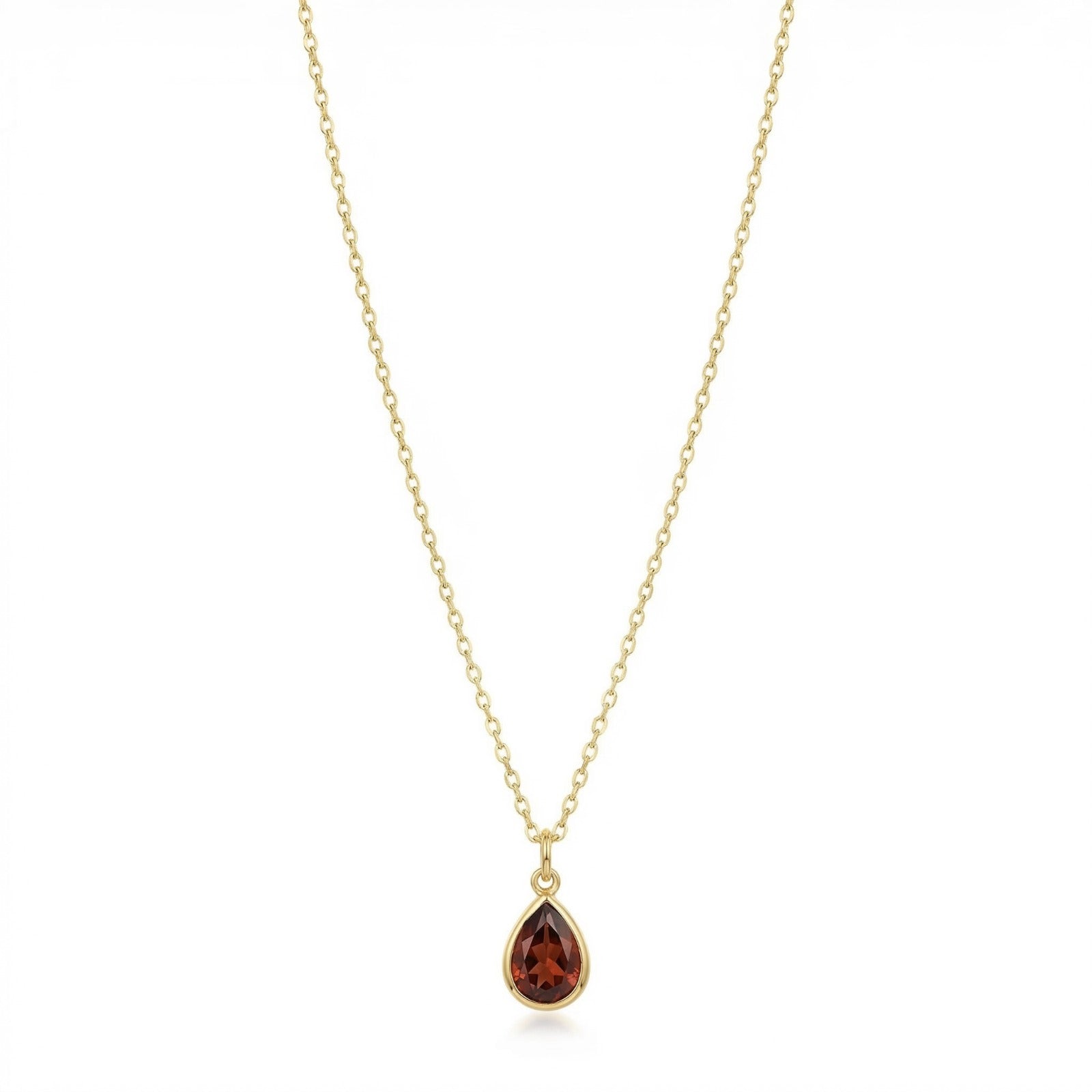 The Birthstones Teardrop Bezel Set Gold Necklace