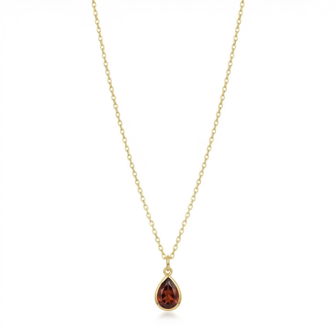 The Birthstones Teardrop Bezel Set Gold Necklace