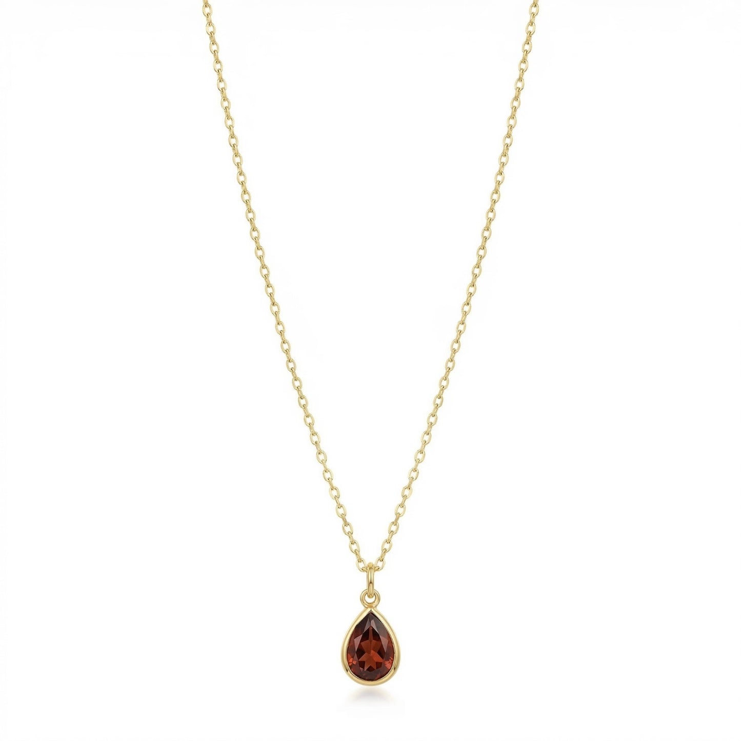 The Birthstones Teardrop Bezel Set Gold Necklace