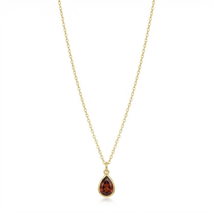 The Birthstones Teardrop Bezel Set Gold Necklace