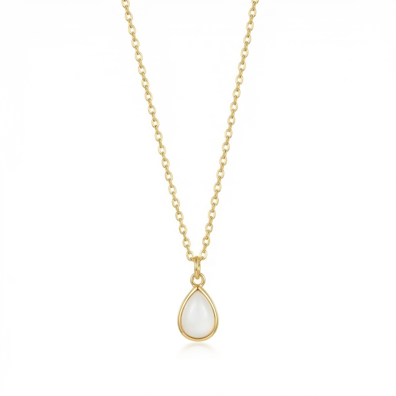 The Birthstones Teardrop Bezel Set Gold Necklace