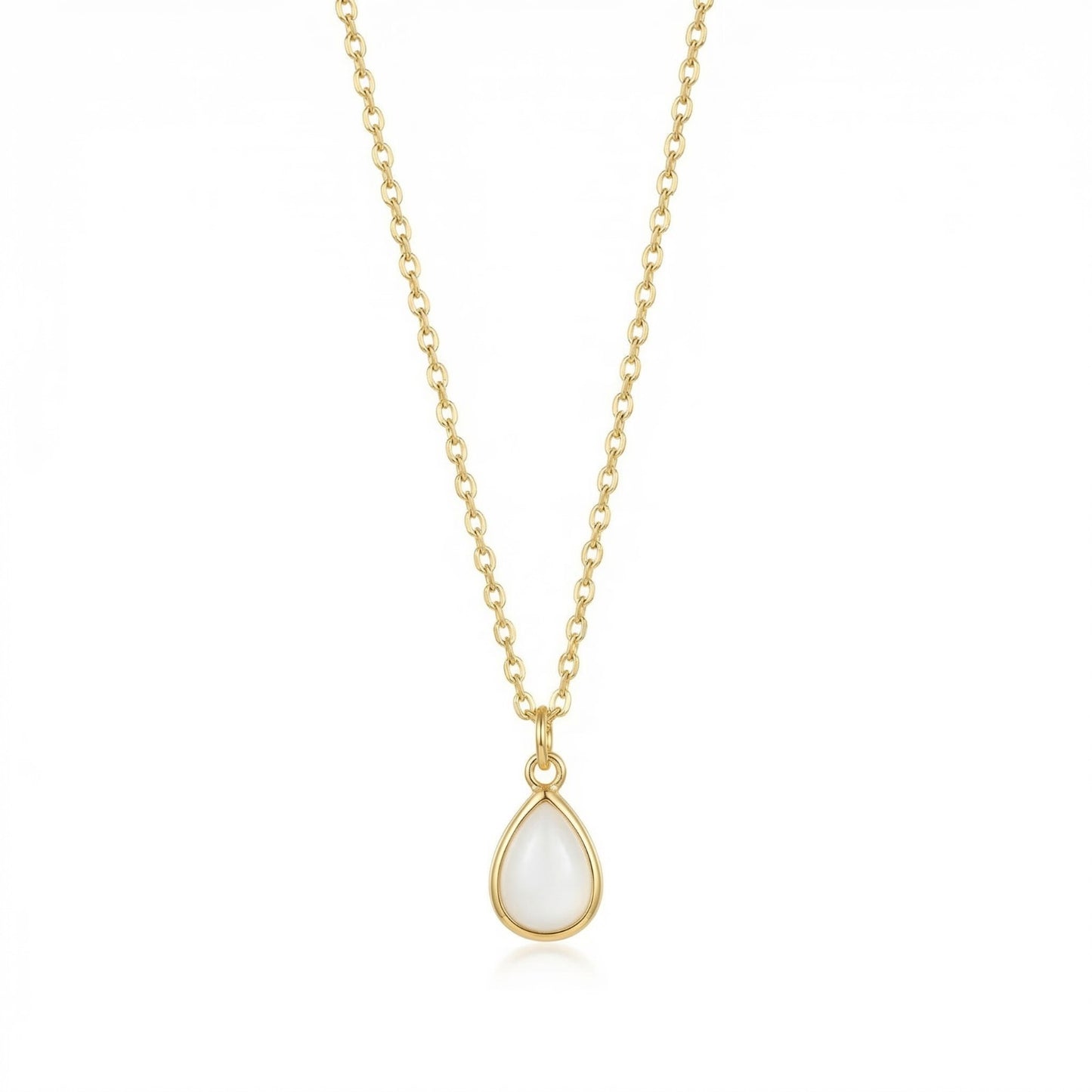 The Birthstones Teardrop Bezel Set Gold Necklace