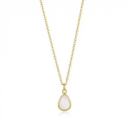 The Birthstones Teardrop Bezel Set Gold Necklace