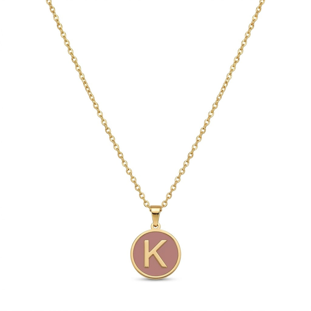 Alphabet Letter Necklace - Round Mother of Pearl