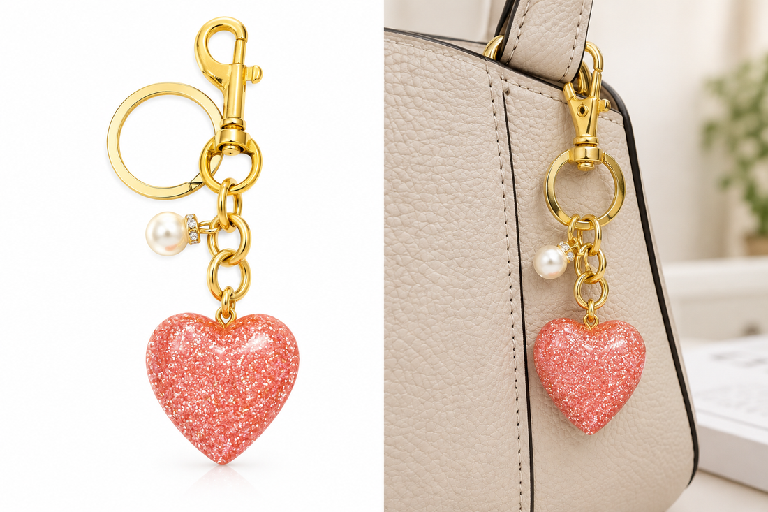 Pink Bubble Heart Key Chain