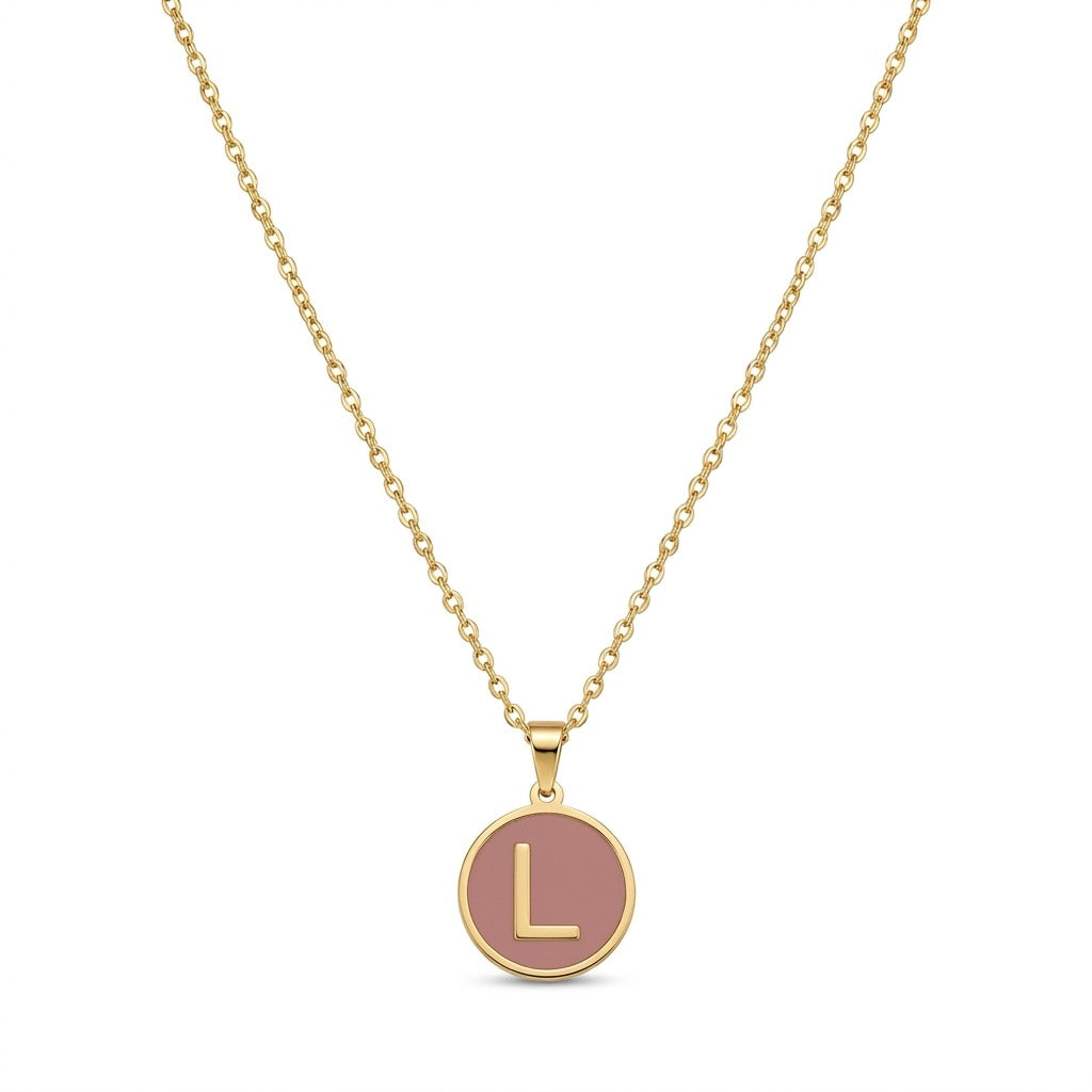 Alphabet Letter Necklace - Round Mother of Pearl