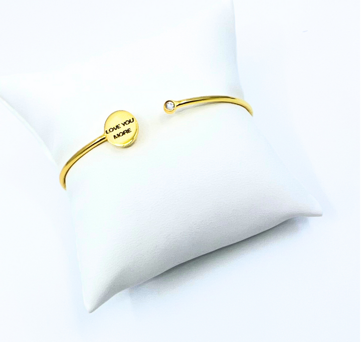 Love You More Thin Cuff with Rhinestone